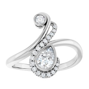 Sterling Silver 1/2 CTW Natural Diamond Bezel-Set Bypass Ring