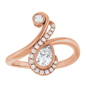 14K Rose Gold 1/2 CTW Natural Diamond Bezel-Set Bypass Ring