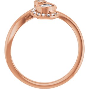 14K Rose Gold 1/2 CTW Natural Diamond Bezel-Set Bypass Ring