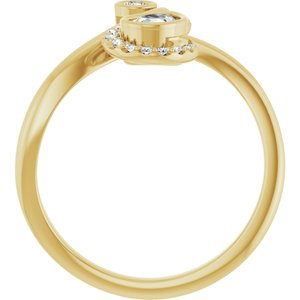 14K Yellow Gold 1/2 CTW Natural Diamond Bezel-Set Bypass Ring
