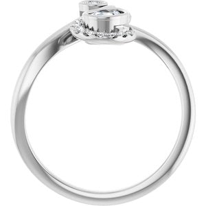 Platinum 1/2 CTW Natural Diamond Bezel-Set Bypass Ring
