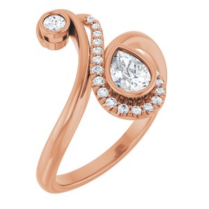 14K Rose Gold 1/2 CTW Natural Diamond Bezel-Set Bypass Ring