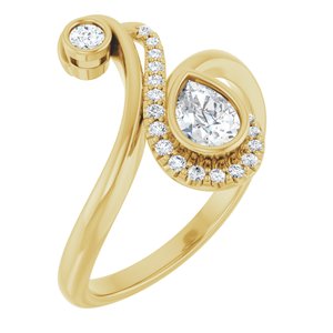 14K Yellow Gold 1/2 CTW Natural Diamond Bezel-Set Bypass Ring