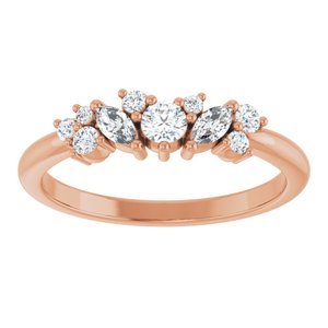 14K Rose Gold 1/3 CTW Natural Diamond Multi-Shape Ring
