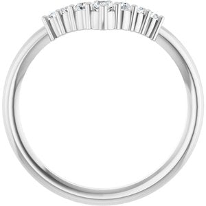 14K White Gold Natural White Sapphire Graduated V Ring