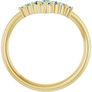 14K Yellow Gold Natural Aquamarine Graduated V Ring