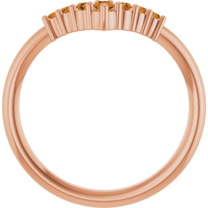 14K Rose Gold Natural Citrine Graduated V Ring