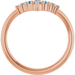 14K Rose Gold Natural Aquamarine Graduated V Ring