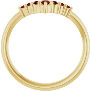 14K Yellow Gold Natural Mozambique Garnet Graduated V Ring