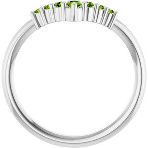 Platinum Natural Peridot Graduated V Ring