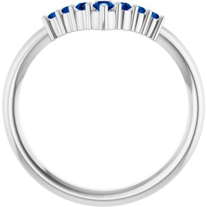 Sterling Silver Natural Blue Sapphire Graduated V Ring