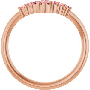 14K Rose Gold Natural Pink Tourmaline Graduated V Ring