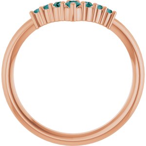 14K Rose Gold Natural Alexandrite Graduated V Ring