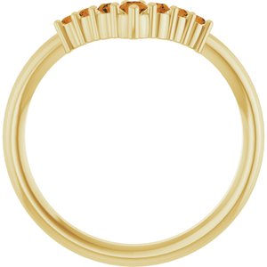 14K Yellow Gold Natural Citrine Graduated V Ring