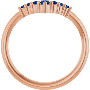14K Rose Gold Natural Blue Sapphire Graduated V Ring