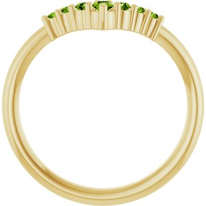 14K Yellow Gold Natural Peridot Graduated V Ring