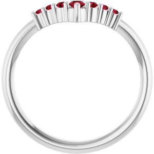 Platinum Natural Ruby Graduated V Ring