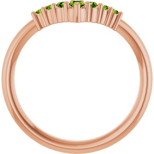 14K Rose Gold Natural Peridot Graduated V Ring