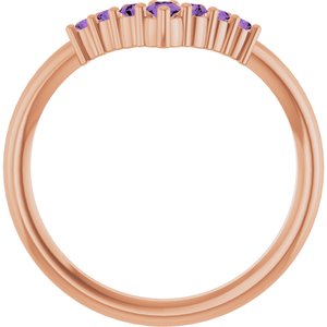 14K Rose Gold Natural Amethyst Graduated V Ring