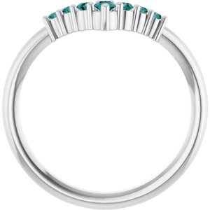 Sterling Silver Natural Alexandrite Graduated V Ring
