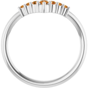 Platinum Natural Citrine Graduated V Ring
