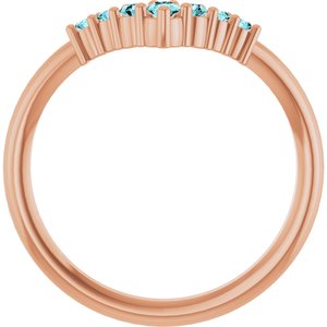 14K Rose Gold Natural Blue Zircon Graduated V Ring