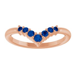 14K Rose Gold Natural Blue Sapphire Graduated V Ring