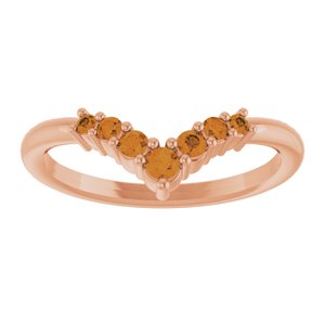 14K Rose Gold Natural Citrine Graduated V Ring