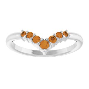 Sterling Silver Natural Citrine Graduated V Ring