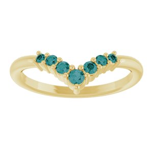 14K Yellow Gold Natural Alexandrite Graduated V Ring