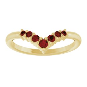 14K Yellow Gold Natural Mozambique Garnet Graduated V Ring