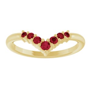 14K Yellow Gold Natural Ruby Graduated V Ring