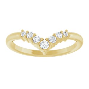 14K Yellow Gold Natural White Sapphire Graduated V Ring