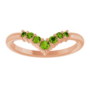 14K Rose Gold Natural Peridot Graduated V Ring