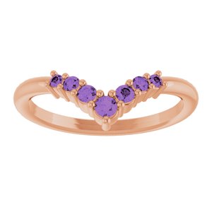 14K Rose Gold Natural Amethyst Graduated V Ring
