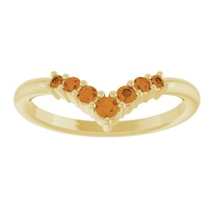 14K Yellow Gold Natural Citrine Graduated V Ring