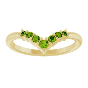 14K Yellow Gold Natural Peridot Graduated V Ring