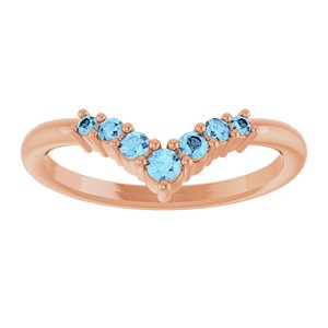 14K Rose Gold Natural Aquamarine Graduated V Ring
