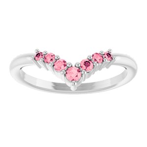 Platinum Natural Pink Tourmaline Graduated V Ring