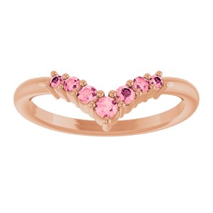 14K Rose Gold Natural Pink Tourmaline Graduated V Ring