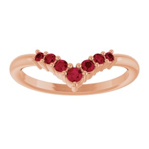 14K Rose Gold Natural Ruby Graduated V Ring