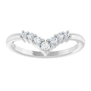 Sterling Silver Natural White Sapphire Graduated V Ring