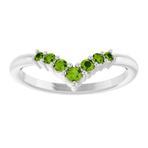 Sterling Silver Natural Peridot Graduated V Ring
