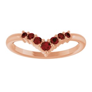 14K Rose Gold Natural Mozambique Garnet Graduated V Ring