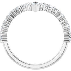 14K White Gold 1/2 CTW Natural Diamond V Ring