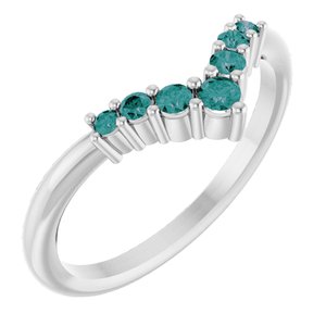 Platinum Natural Alexandrite Graduated V Ring