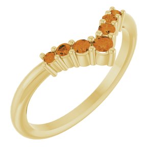 14K Yellow Gold Natural Citrine Graduated V Ring