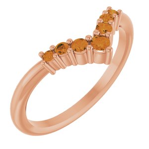 14K Rose Gold Natural Citrine Graduated V Ring