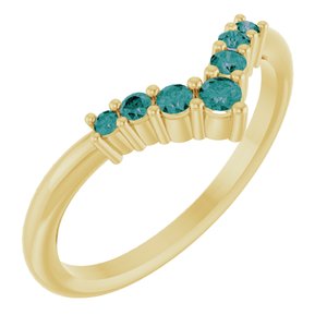 14K Yellow Gold Natural Alexandrite Graduated V Ring