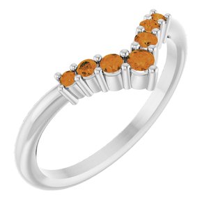 Platinum Natural Citrine Graduated V Ring
